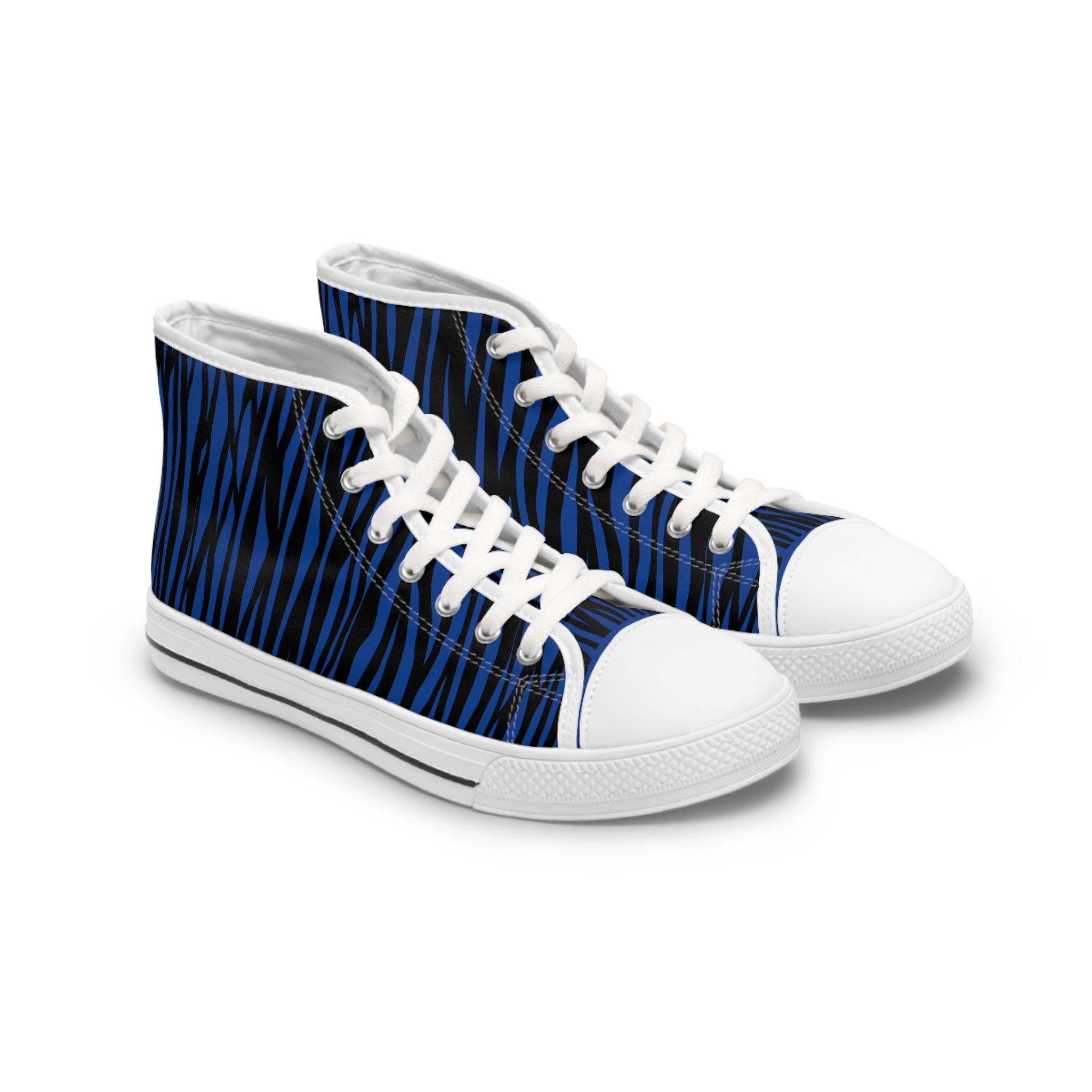 Blue Zebra Print High Top Sneakers, Stylish Casual Shoes, Trendy Footwear for Women, Perfect Gift for Birthdays, Fashion Accessories